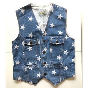 Sleeveless Jean Vest with stars pattern